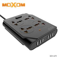 Moxom KH‑63Y Extension Lead with 4 Outlets & 6 USB Ports